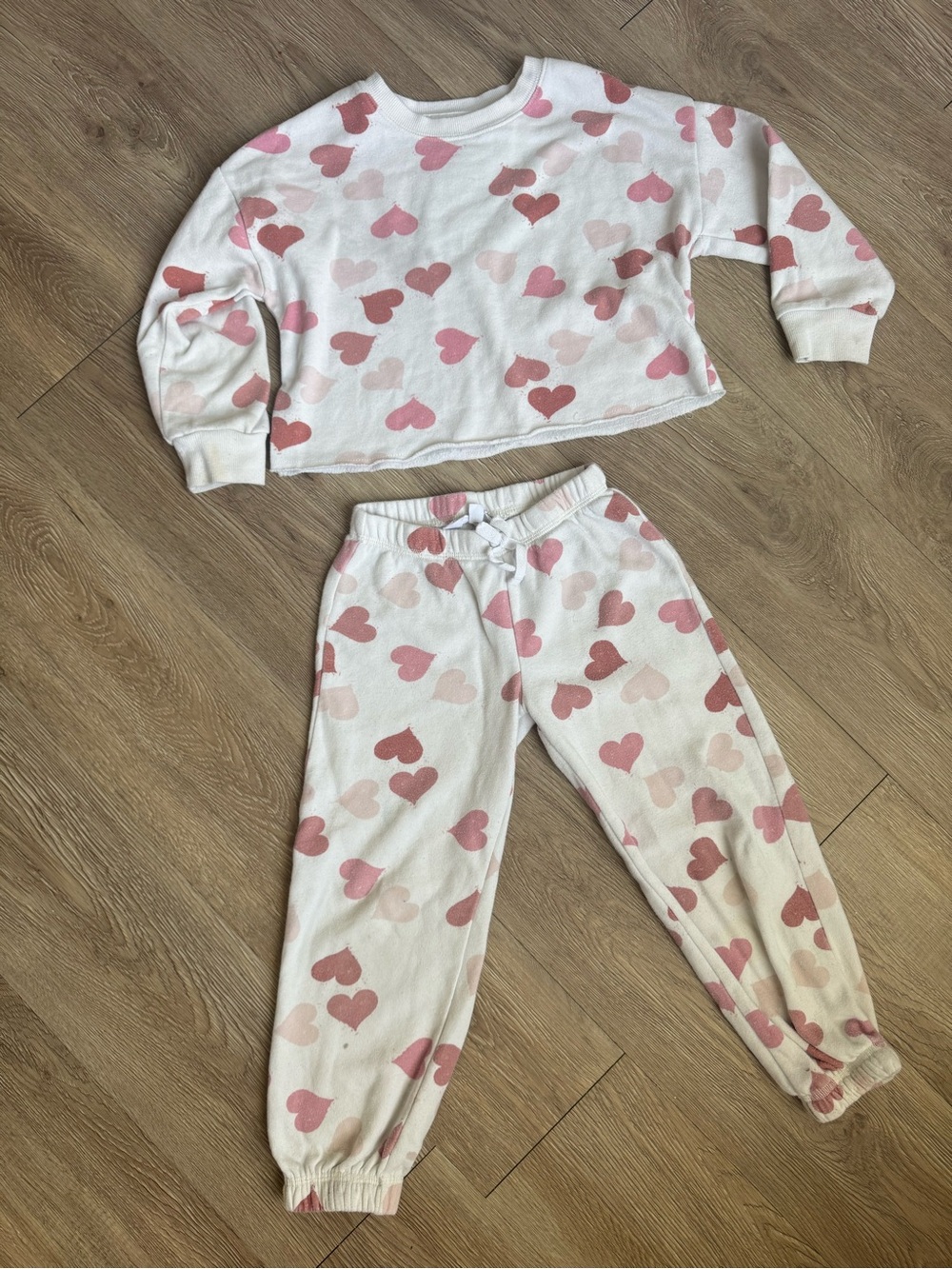 Grayson Threads White Pajama Set with Pink Heart Print